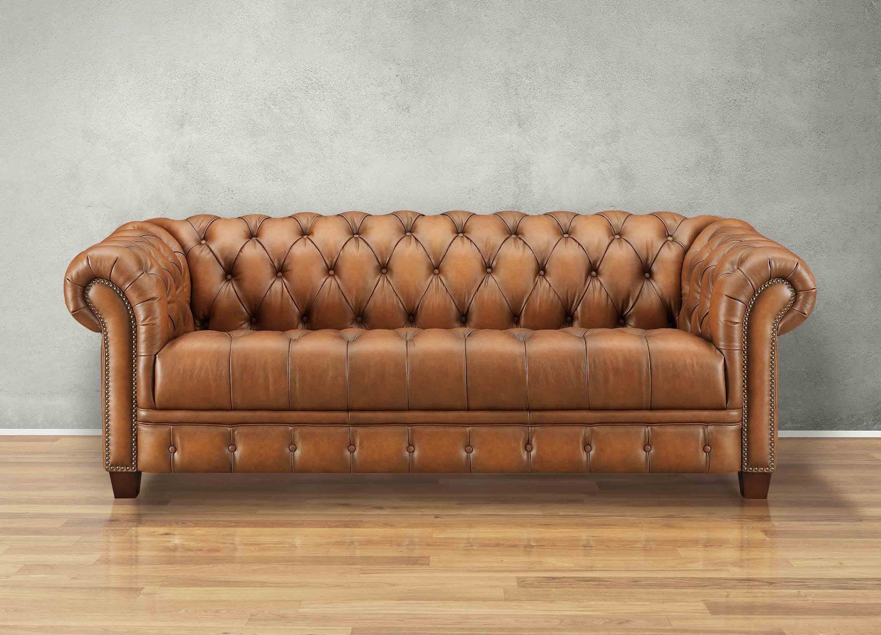 Hydeline York leather sofa in saddle